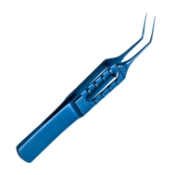 Utrata Capsulorhexis Forceps, Titanium, Angled 45 Degrees, 13mm Bend To Tip, 8.5mm Platforms, Flat Square Grip Handle, Overall Length 3-1/4" (83mm) 